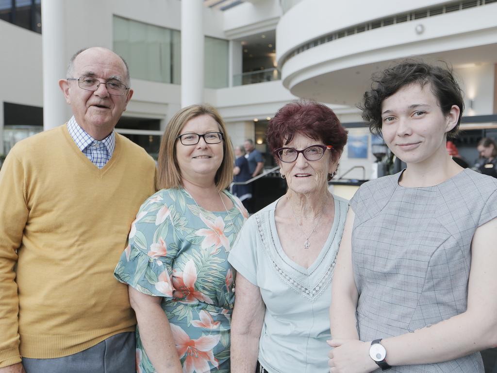 Jim Pearce, of Turners Beach, left, Shelley Williams, of Rockingham, WA, Jenny Pearce, of Turners Beach, and Payton Rodman, of Sandy Bay, at the Grand Chancellor Hotel for the UTAS graduation ceremonies. Picture: MATHEW FARRELL