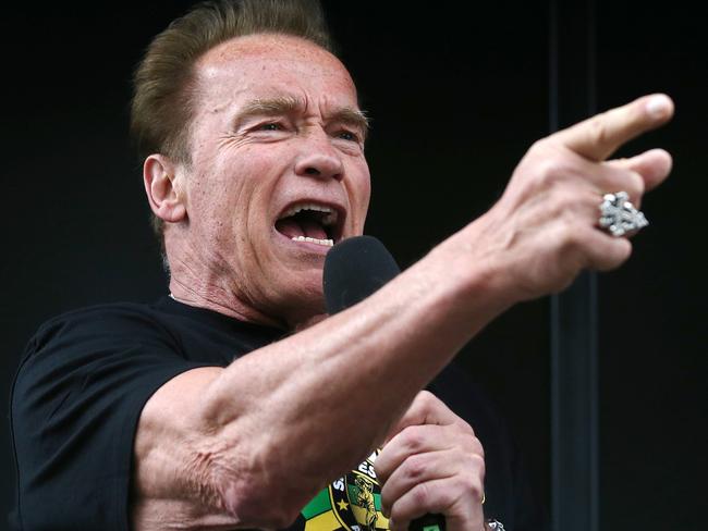 Arnold Schwarzenegger starting the Run for the Kids.   . Pic: Michael Klein