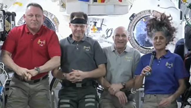 Astronauts Butch Wilmore, Nick Hague, Don Pettit and Suni Williams aboard the International Space Station on January 8. Picture: AFP Photo/NASA