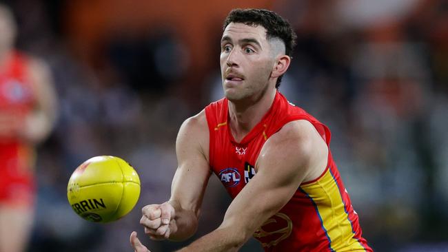 Sam Flanders’ move back to the midfield was key to the Suns’ victory. Picture: Russell Freeman/AFL Photos