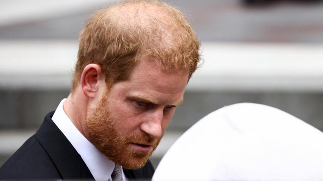 Prince Harry arriving for the National Service of thanksgiving at St Paul's Cathedral on June 3. Picture: Henry Nicholls – WPA Pool/Getty Images