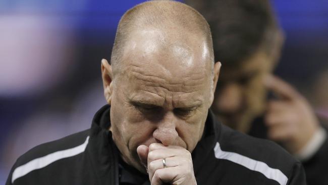 Power head coach Ken Hinkley is seen during the Round 22 match against the Kangaroos Picture: AAP Image/Daniel Pockett