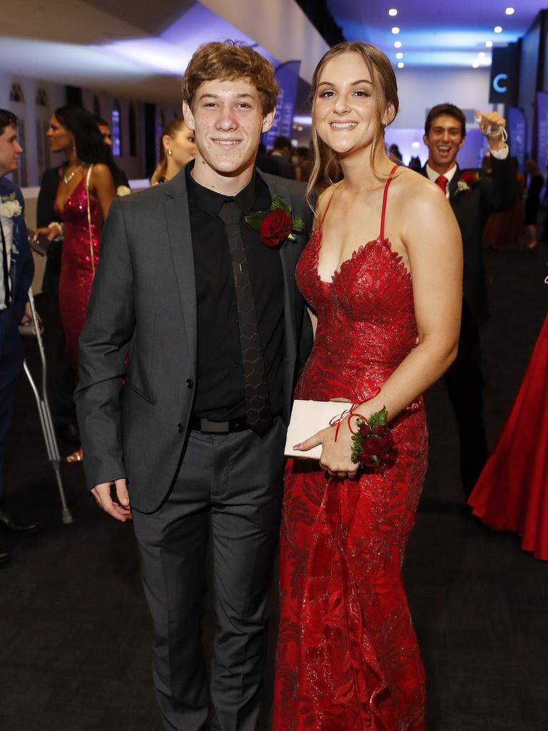 Max Mason and Emily Murray pictured at the 2021 Nudgee College year 12 formal, Royal International Convention Centre Brisbane 19th of September 2021. (Image/Josh Woning)