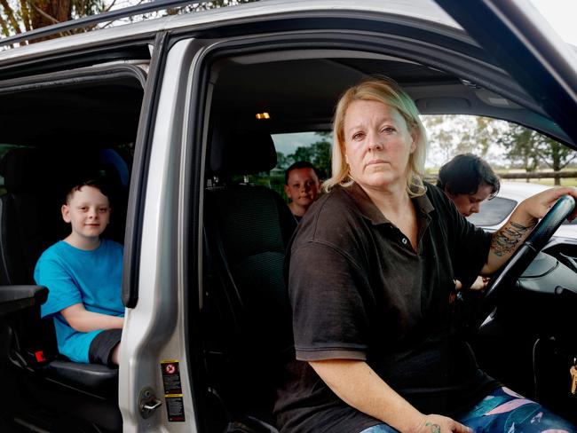 Kirsty Parkes with four of her six children in western Sydney on Tuesday January 23, 2024. Picture: Nikki Short