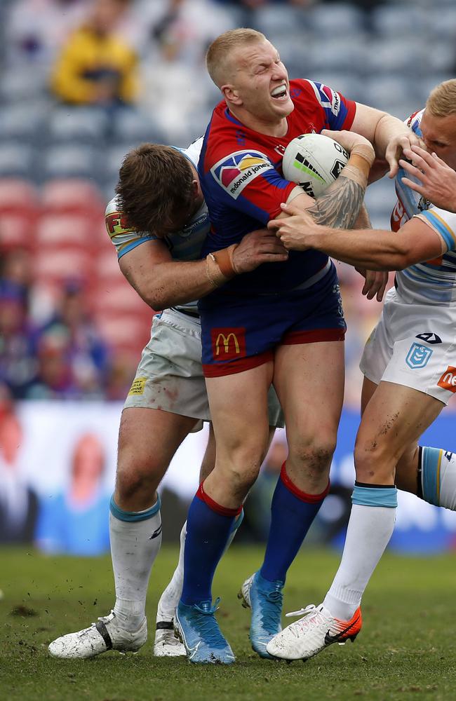 Mitchell Barnett went huge against the Titans. Picture: Darren Pateman