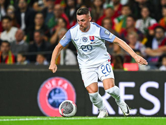 Robert Mak on the ball for Slovakia against Portugal in Porto. Picture: Octavio Passos/Getty Images