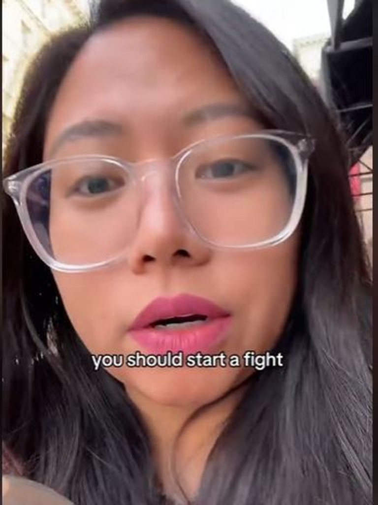 She says if the men say anything other then their girlfriend’s name, then the woman should ‘start a fight’. Picture: @taniatotanesmartinez/TikTok