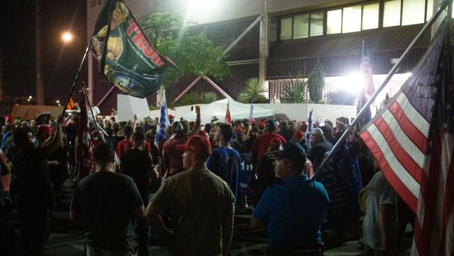 Trump supporters protest the election results at the Maricopa County Elections Department office in Phoenix, Arizona, on Thursday. Picture: Getty Images/AFP