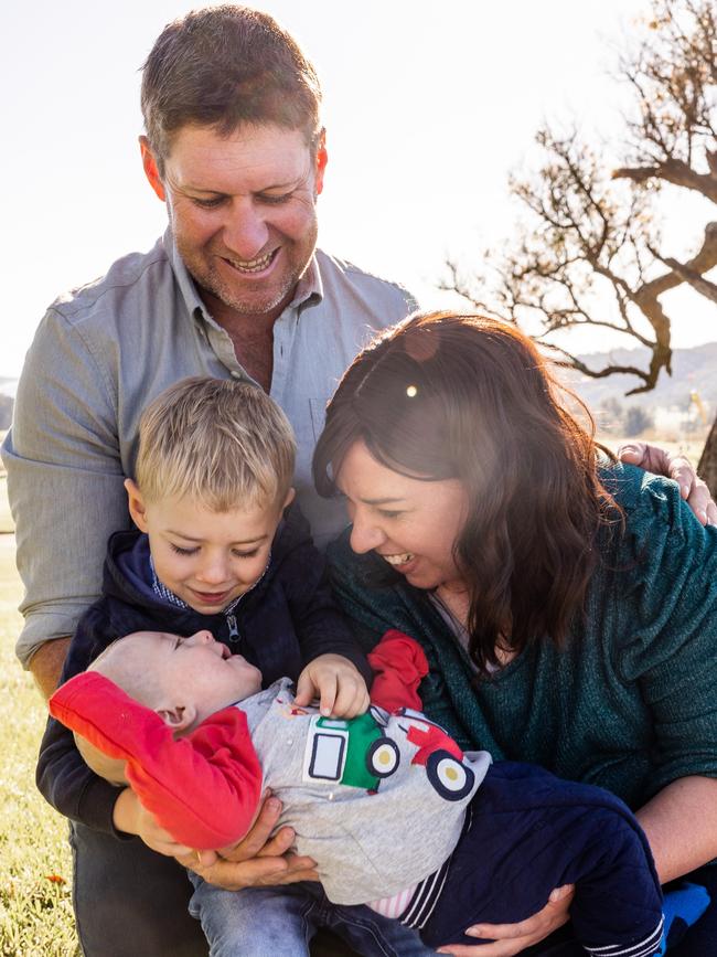 Andrew and Nikki-Lea D'Arcy with baby Hugo and brother Ned, 3. Picture Areli Bosson