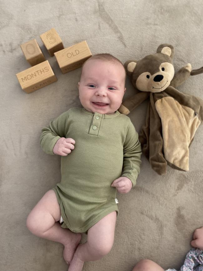 River, three months old. River is a smiley little man who has the chillest personality.