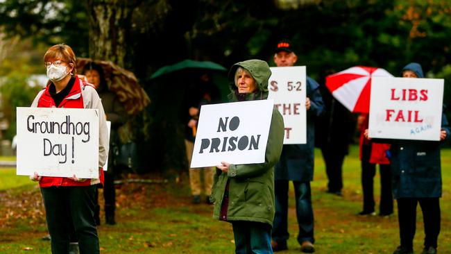 Residents in opposition to the Government's new preferred Northern Regional Prison site at a community meeting. Picture: PATRICK GEE