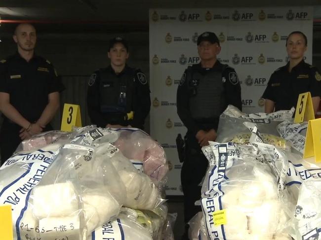 Two men were jailed over a 2019 bid to import the biggest shipment of meth in Australian history. Picture: AFP