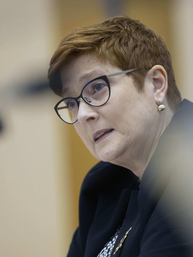 Foreign Minister Marise Payne during estimates on Wednesday. Picture: NCA NewsWire / Gary Ramage