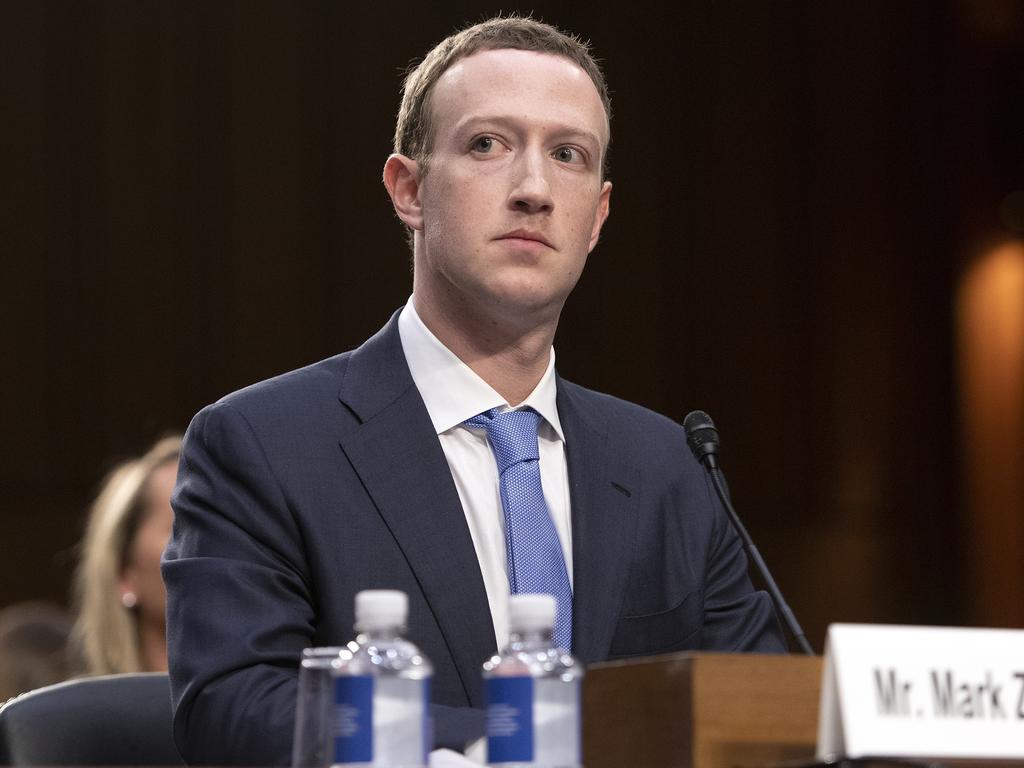 Mark Zuckerberg testifying to Congress in 2018. He’ll appear in front of Congress for the fourth consecutive year next month. Picture: Ron Sachs/CNP