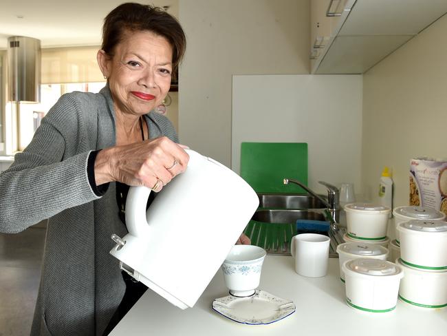 Maryanne van Arkadie is a resident at Melbourne’s first pop-up housing shelter for women. Picture: Nicole Garmston