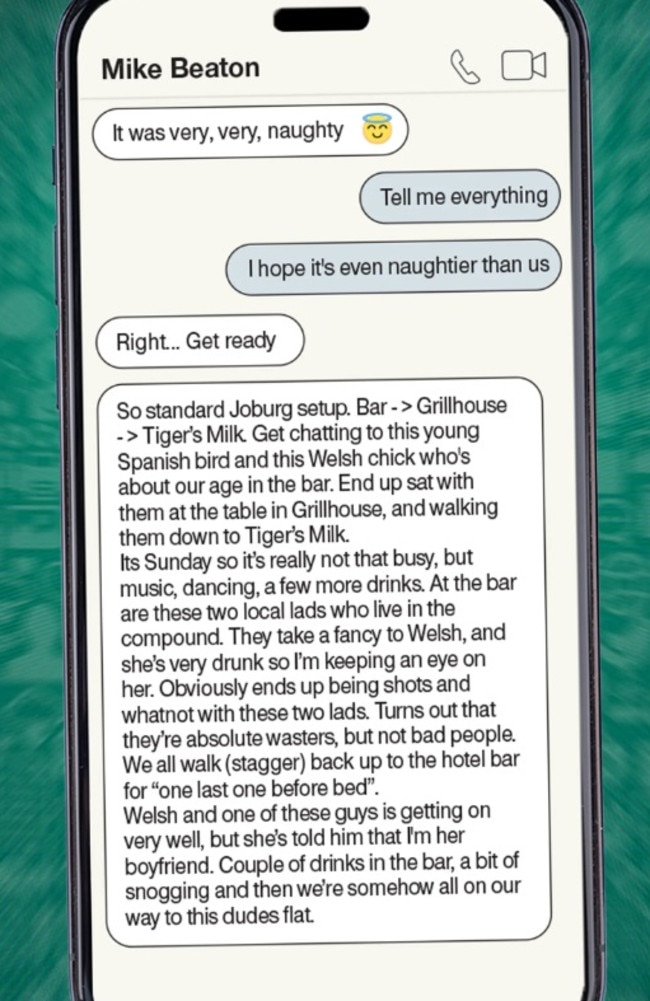 Beaton laid bare the details of his Johannesburg stopover in texts. Picture: The Sun