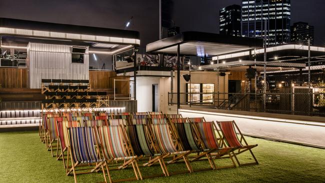 Rooftop Cinema, at the top of Curtin House in Melbourne's CBD. The venue has been completely renovated for the 2017-18 summer season.