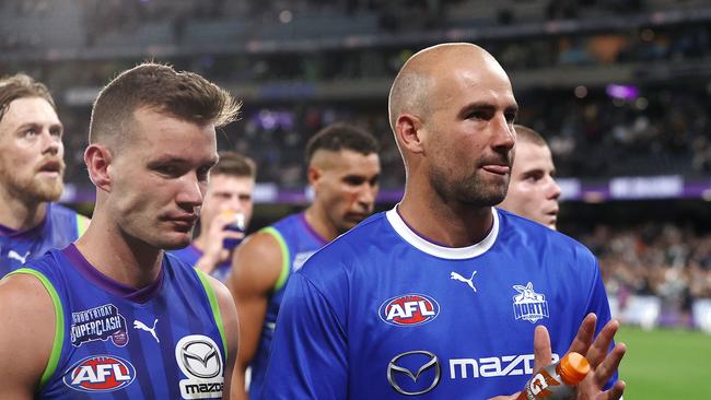 Ben Cunnington was subbed out after a quiet evening. Picture: Michael Klein