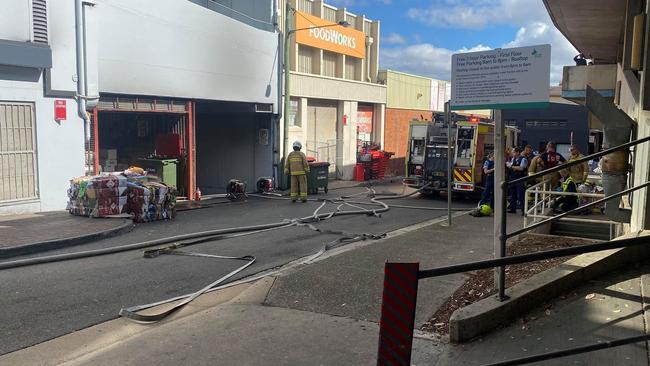 Firefighters from Sydney's south are in attendance at fire in a basement of a building in Rockdale. Picture: Fire and Rescue NSW