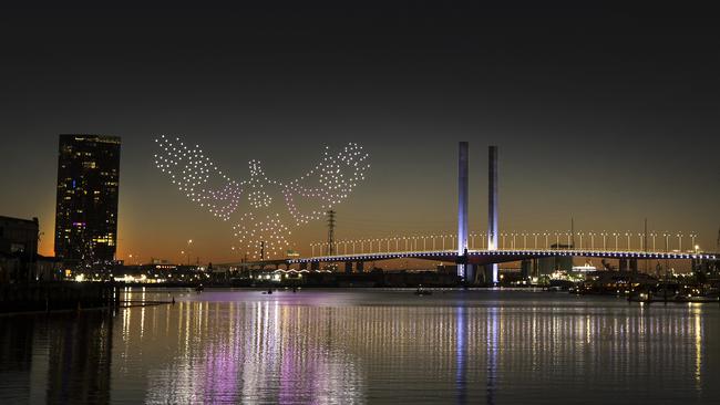 The drone show Sky Song during its stint in Melbourne. Picture: David Caird