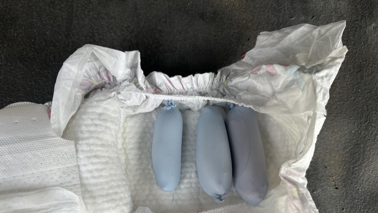 Offiers found this nappy containing contraband at Cessnock Hospital near Hunter Correctional Centre.
