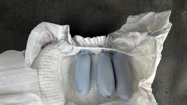 Offiers found this nappy containing contraband at Cessnock Hospital near Hunter Correctional Centre.