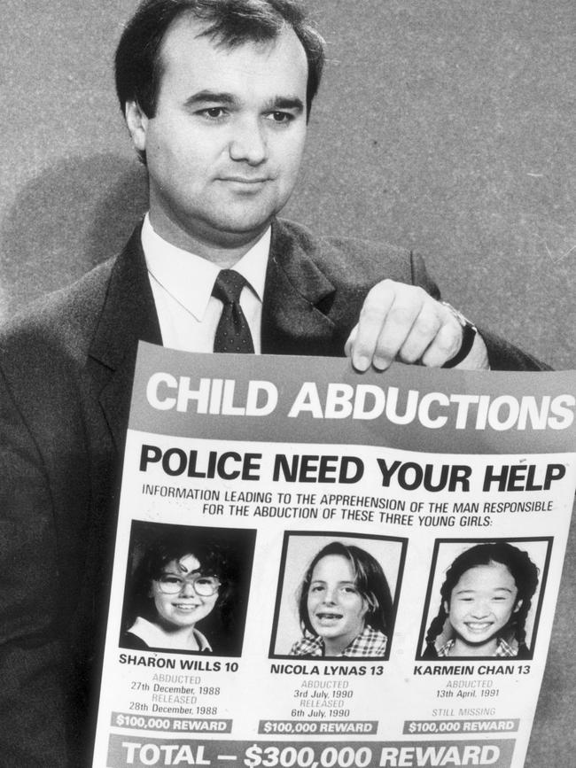 A poster of three girls thought to be targeted by Mr Cruel.