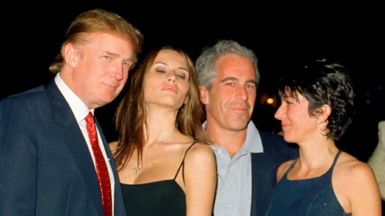 Donald Trump and wife Melania pictured with Epstein and British socialite Ghislaine Maxwell at the Mar-a-Lago club in 2000. Picture: Davidoff Studios/Getty Images