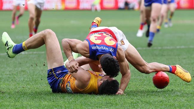 Liam Duggan was left concussed. (Photo by Will Russell/AFL Photos via Getty Images)