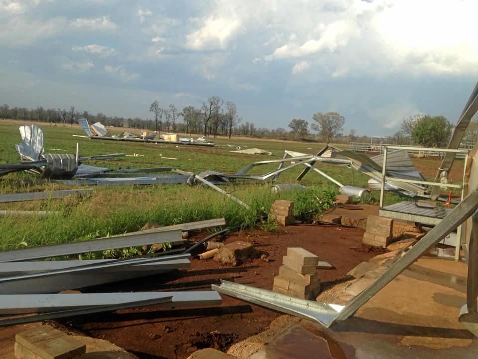 STORM CARNAGE: Rolleston Campdraft Association posted images of their badly destroyed remains of their shower block. Picture: Rolleston Campdraft Association