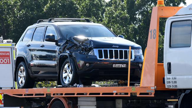 A car is towed away after a multi-car crash last year. Picture: NCA NewsWire/Bianca De Marchi