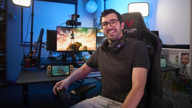 Mr A-Game at home in his video game streaming studio. Picture: Matt Loxton