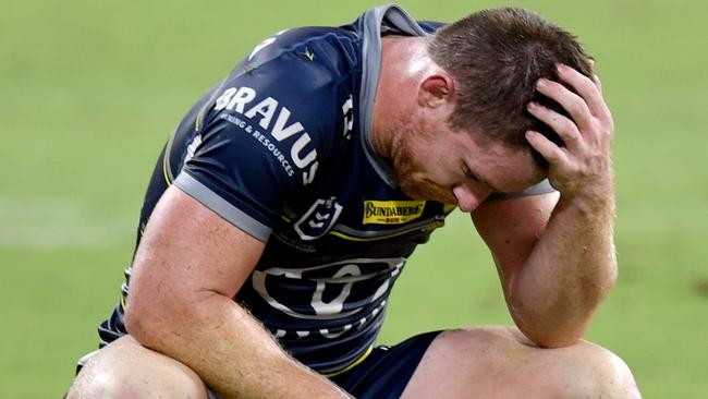 North Queensland Cowboys against St George Illawarra at Queensland Country Bank Stadium. Cowboys Michael Morgan after the game. Picture: Evan Morgan