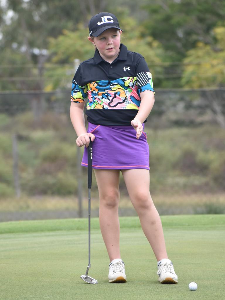 Ipswich's Chelsea Milne (girls nine to 10 years) on the green during the second day's play at the US Kids Golf Foundation Australian Open at the Rockhampton Golf Club on September 28.