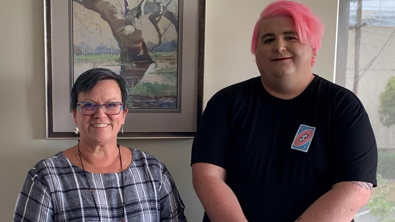 Colac Otways Shire chief executive Anne Howard pictured with former councillor Tosh-Jake Finnigan. Picture: Colac Otway Shire Council.