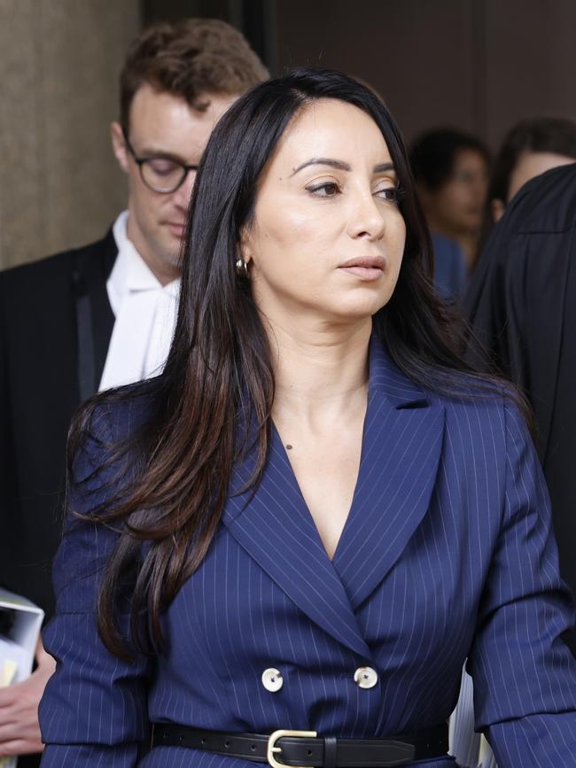 Presenter and journalist Antoinette Lattouf leaves the Federal Court in Sydney.