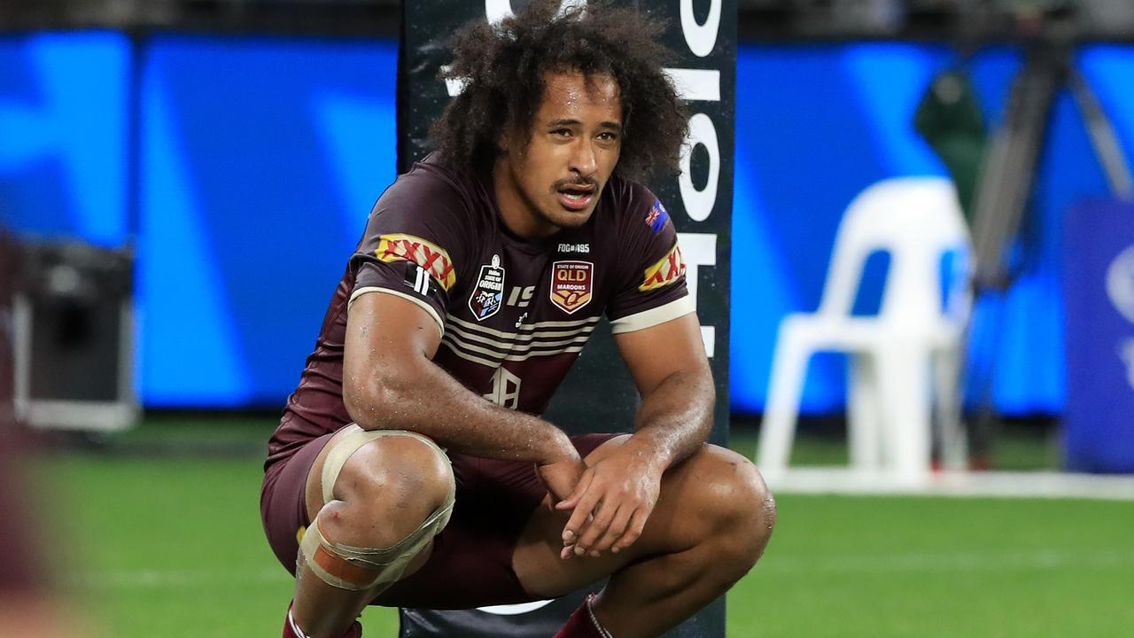 A dejected Felise Kaufusi during Origin 2, Queensland V New South Wales at Optus Stadium in Perth. Pics Adam Head