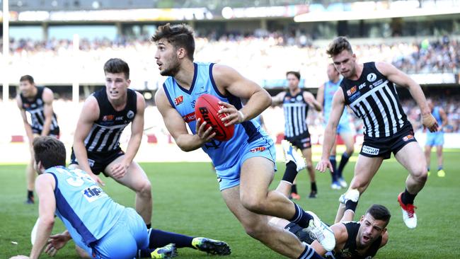 James Battersby looks to go forward for Sturt in last year’s grand final. Picture Sarah Reed