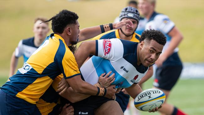 Tunui Jorgensen carries the ball for NSW Barbarians. Picture: Julian Andrews