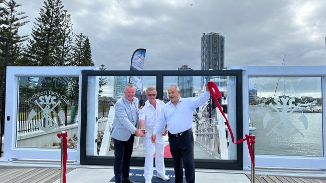 The ribbon cut at the official opening of the Gold Coast superyacht facility. 