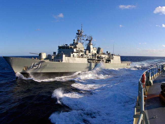 Has a flight deck for helicopters ... Replenish ship HMAS Sirius is the third Royal Australian Navy vessel heading to intercept the Russia flotilla. Picture: Supplied