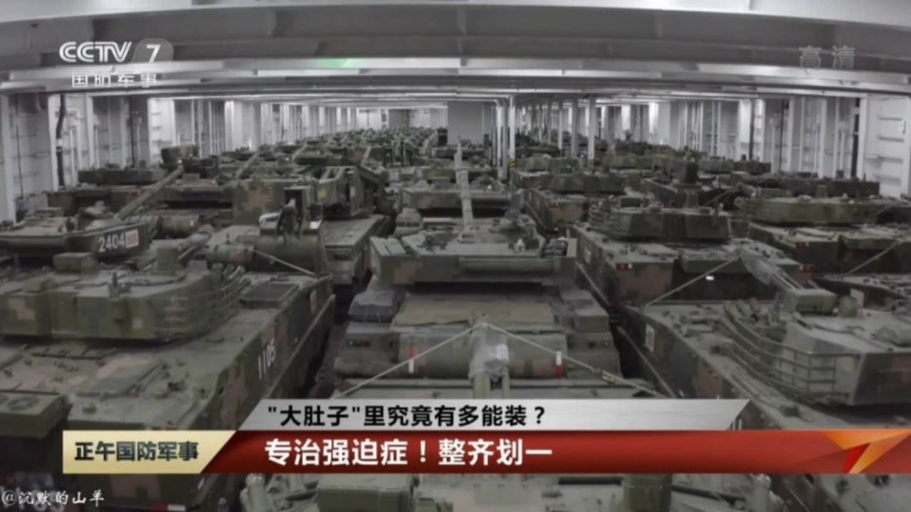 That’s a lot of tanks. Picture: CCTV7