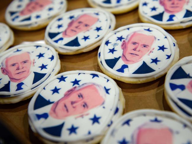 Biscuits representing Democratic presidential nominee Joe Biden are for sale at the Oakmont Bakery in Pennsylvania. Picture: AFP