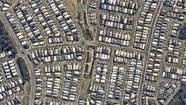 An aerial photograph showing intense development at Pimpama. Photo: Nearmap