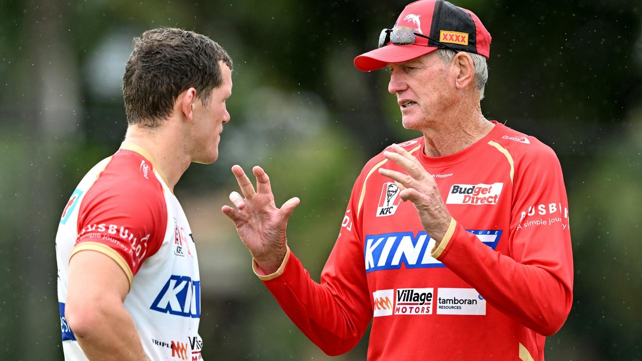 Wayne Bennett was MIA from the Dolphins’ first game. Picture: Bradley Kanaris/Getty Images