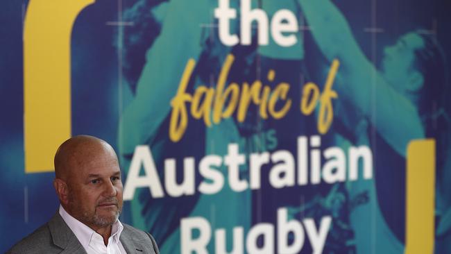 SYDNEY, AUSTRALIA - JUNE 02: Rugby Australia CEO Rob Clarke speaks to the media during a press conference at Rugby AU Headquarters on June 02, 2020 in Sydney, Australia. (Photo by Ryan Pierse/Getty Images)