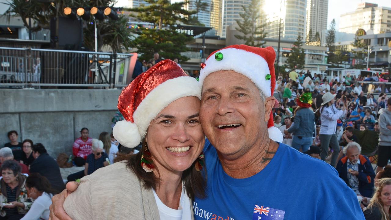 Anne and Bruce Kolkka at Carols on the Beach, Surfers Paradise. Pic: Regina King