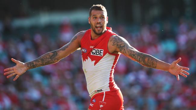 Lance Franklin kicked eight goals against Brisbane. Picture: Phil Hillyard