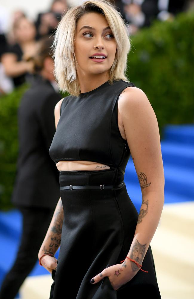 Paris Jackson arrives at the 2017 Met Gala in Calvin Klein.