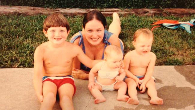 Baby Megan with her mother and brothers in 1986.